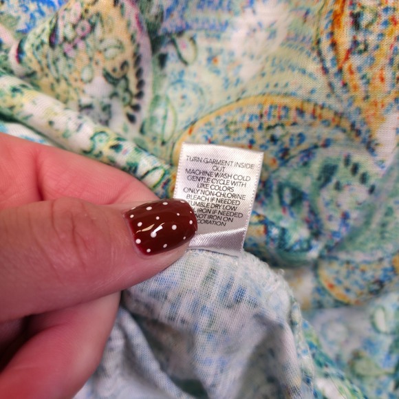 CJ Banks Top Women 2X Pink Blue Paisley Studded Paisley Ombre Stretch Flowy Boho - Picture 10 of 14